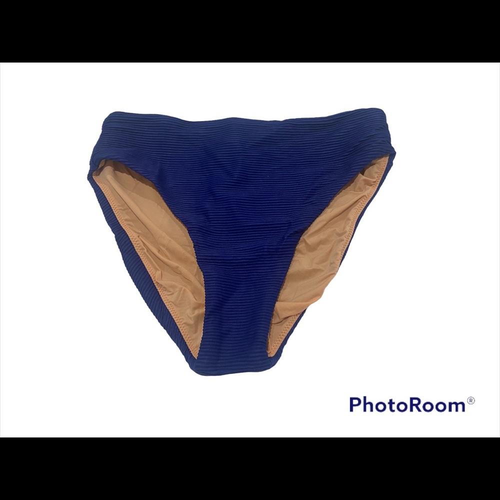J.Crew New Hi Waisted Blue Ribbed Bikini Bottom S